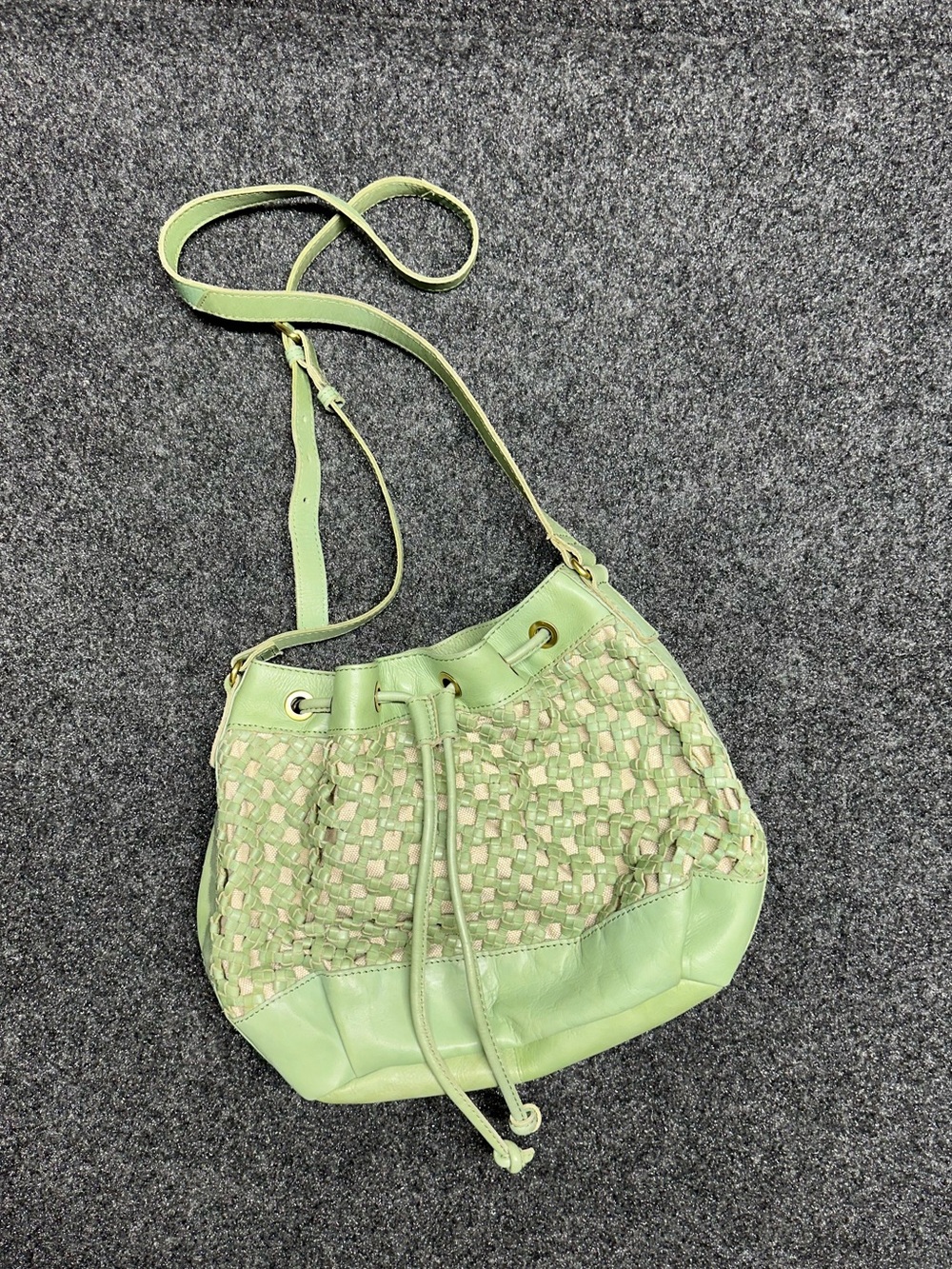 Marta Ponti Woven Leather Bag Fairy Boho Braided Seafoam Mint Unique Eclectic